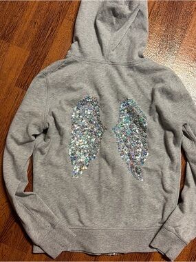 Victoria’s Secret Gray Hoodie with Sequin Angel Wings